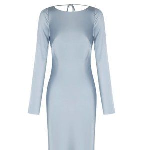 ANGELICA LONG SLEEVE BACKLESS MIDI DRESS - POWDER BLUE